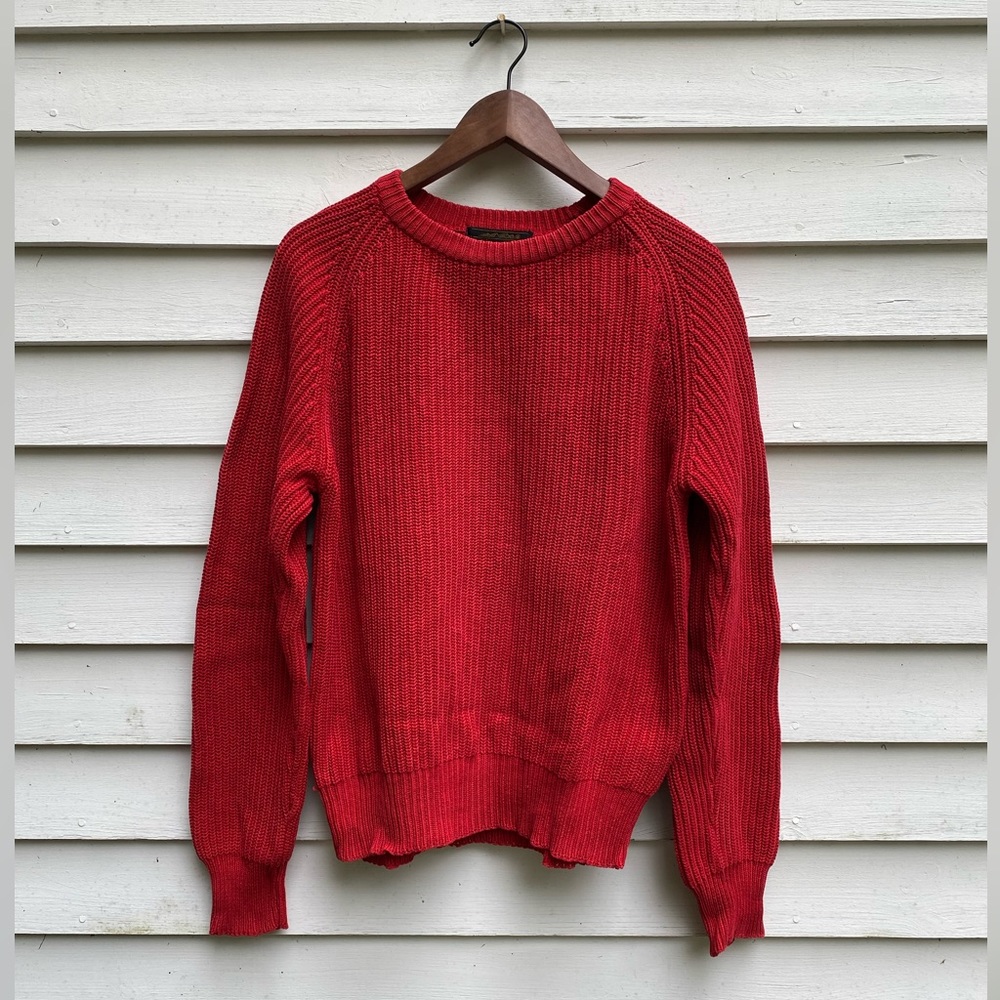 Eddie Bauer Red Vintage Sweater, M, Red, Knit Cotton